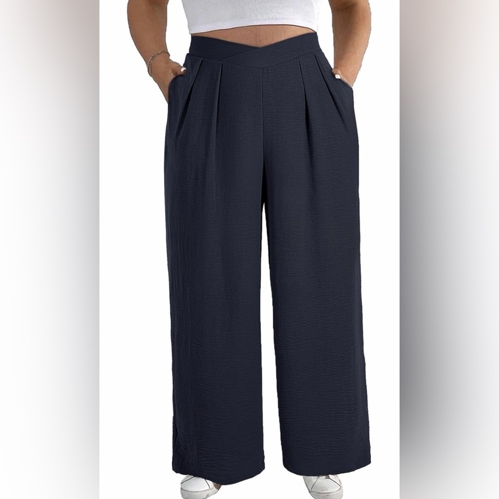 🆕Pleated Front Casual Work Pants Lounge Trouser with Pockets(1X-5X)